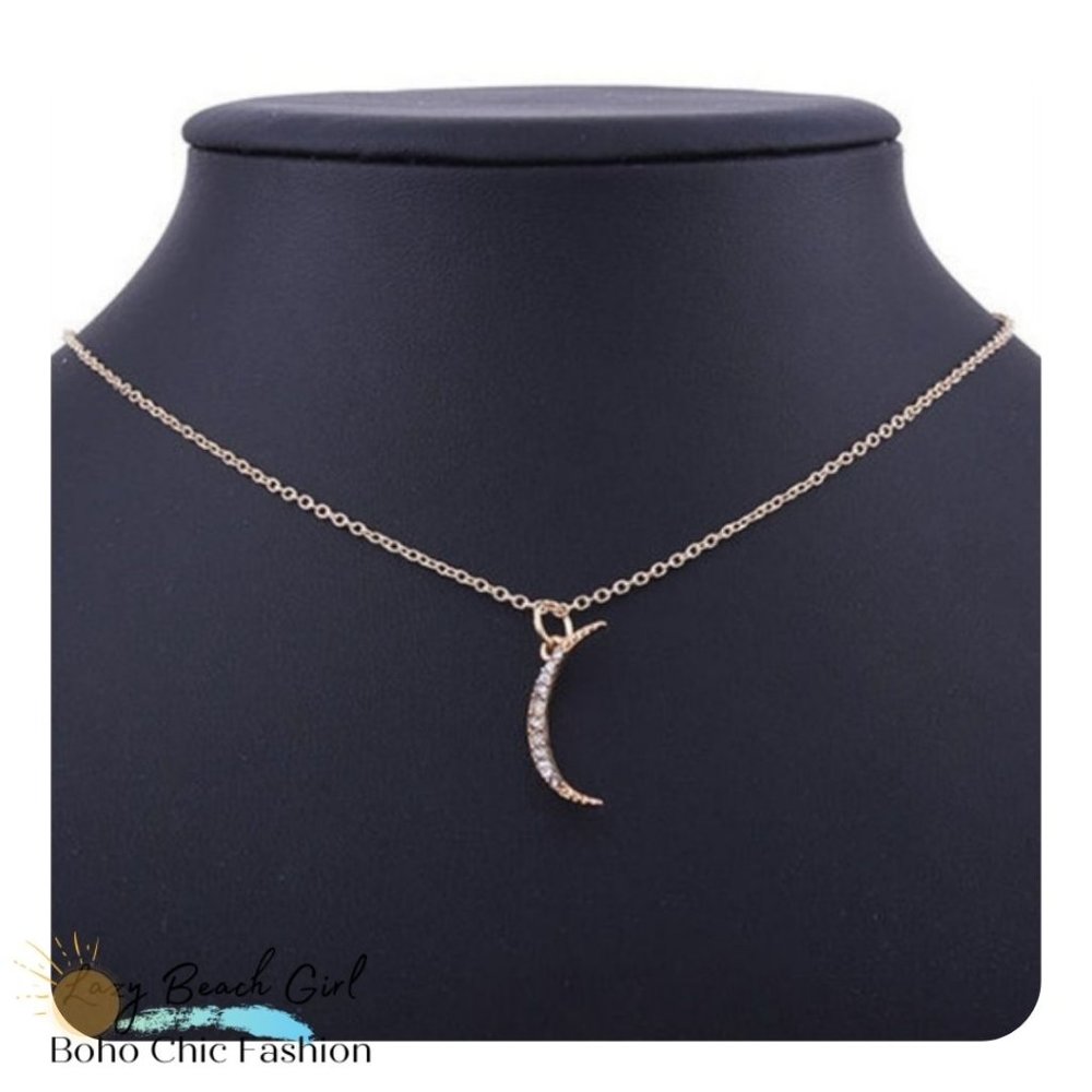 Beautiful Rhinestone Moon Necklace - Picture 1 of 4